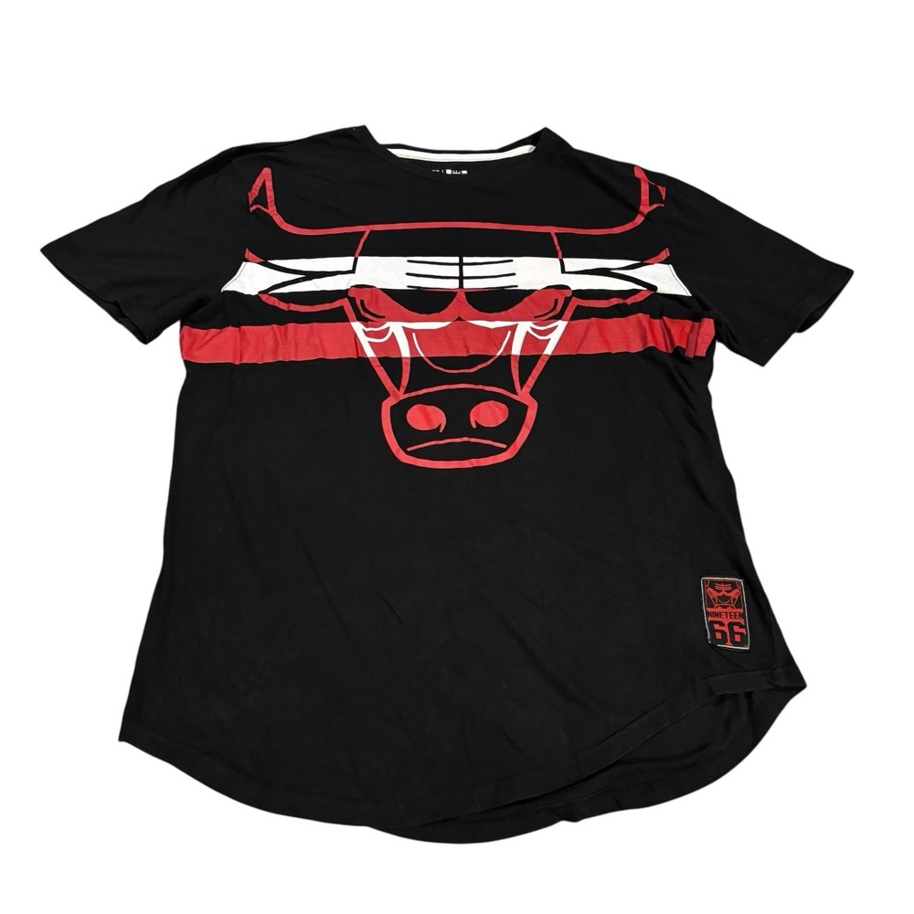 NBA Chicago Bulls Short Sleeve Big‎ Logo Tee Black Red Mens XL